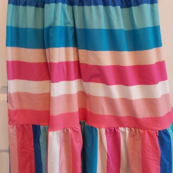 082. Multicolor Color Block Striped BowKnot Straps Maxi Dress  Size M - Picture 10 of 16